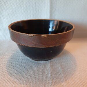 Vintage Brown Yellow Ware Bowl, 6 7/8" W